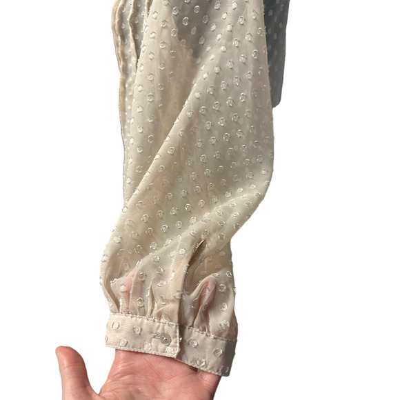 Sophie Max Sheer Swiss Dot Crew Neck 3/4 Sleeve Pin Tuck Tunic, Size M - Picture 2 of 8